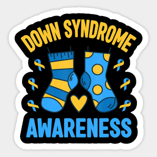 Down Syndrome Awareness Socks T21 Blue Yellow Ribbon Sticker